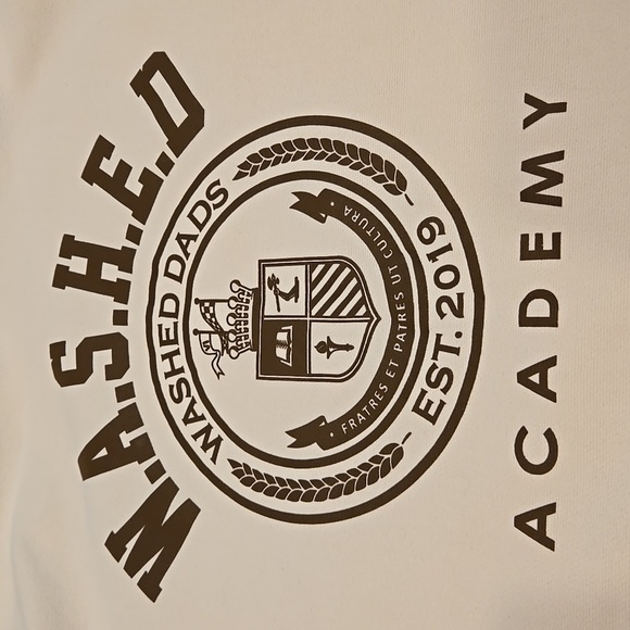 W.A.S.H.E.D. DADS ACADEMY SWEATSHIRT. SIZE LARGE.COLOR CREAM . - Picture 7 of 10
